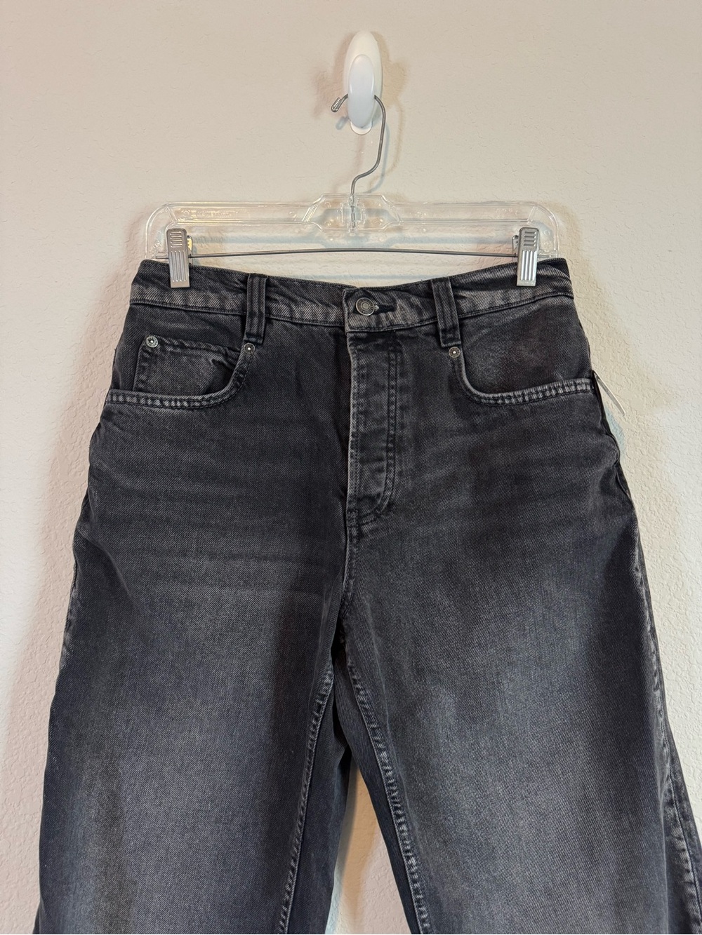 Free People Chalet Black high Waisted Wide Leg Cropped Jeans Size 28 - Picture 4 of 12